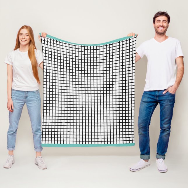 Kariertes schwarz-weißes Doodle-Muster Fleece-Deck Fleecedecke (Beispiel)