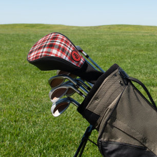 kariertes Schwarz-weißes und rotes Muster Golf Headcover