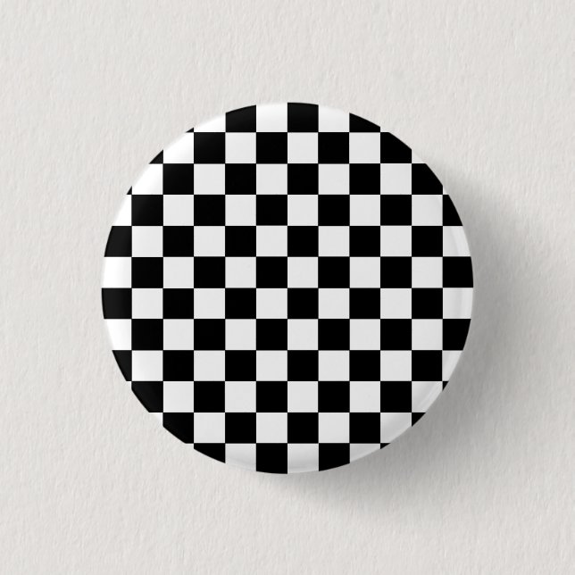 Kariertes Schwarzweiss Button (Vorderseite)