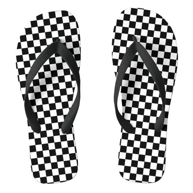 Kariertes Schwarzweiss Flip Flops (Fußbett)