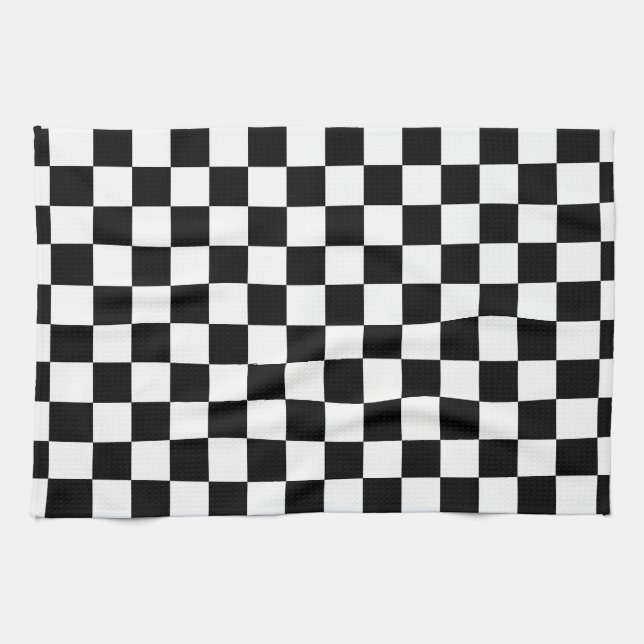 Kariertes Schwarzweiss-Muster Geschirrtuch (Horizontal)