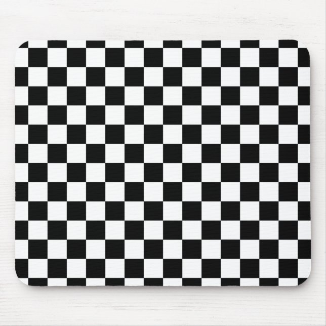 Kariertes Schwarzweiss-Muster Mousepad (Vorne)