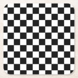 Kariertes Schwarzweiss Rechteckiger Pappuntersetzer<br><div class="desc">Abstrakte digitale Kunst der Schwarzweiss-Quadrate in einer checkered Bildung.</div>