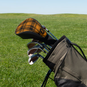 Kariertes Schwarzweißmuster Golf Headcover