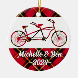 Kariertes Tandem Fahrrad - Paare Fahrrad Ornament