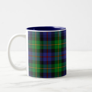 Kariertes Tartan Blau und Grün Zweifarbige Tasse