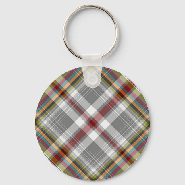 Kariertes Tartan-Design Schlüsselanhänger (Vorderseite)