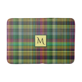 Kariertes Tartan-Gelb-Rosa-Grün Badematte