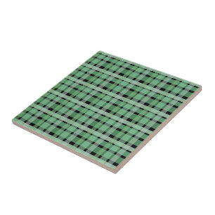 Kariertes Tartan Grün Streifen auf Schwarz Fliese