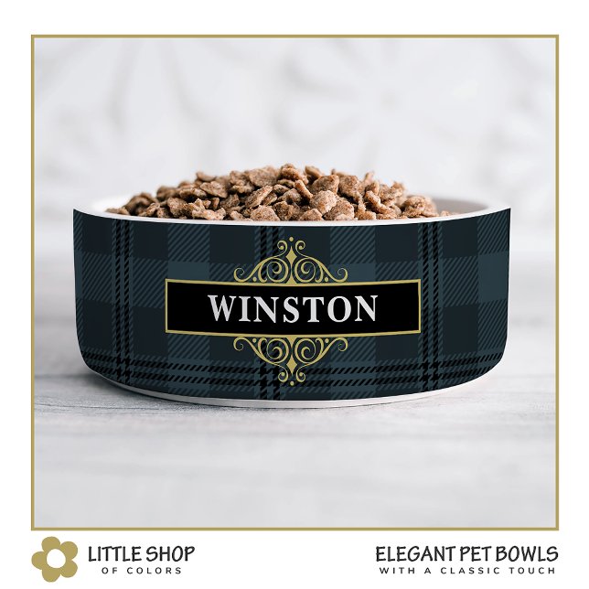 Kariertes Tartan in Schwarz-Grau individuell anpas Napf (Von Creator hochgeladen)