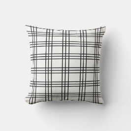 Kariertes Tartan in Schwarz und Weiß Kissen