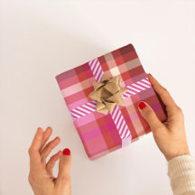 Kariertes Tartan Modernes Weihnachtsrosa, Lachs