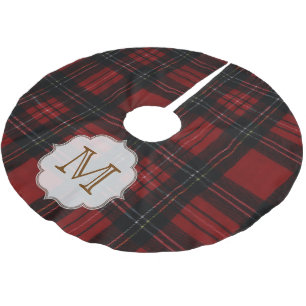 Kariertes Tartan Monogram Ursprünglicher Baumrock Polyester Weihnachtsbaumdecke