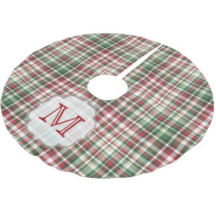 Kariertes Tartan Monogram Ursprünglicher Baumrock Polyester Weihnachtsbaumdecke