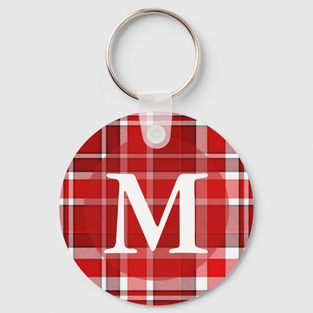 Kariertes Tartan Monogramm Schlüsselanhänger (Vorderseite)