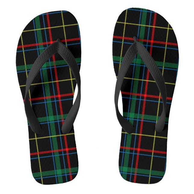Kariertes Tartan-Muster, grün und rot, Flip Flops (Fußbett)