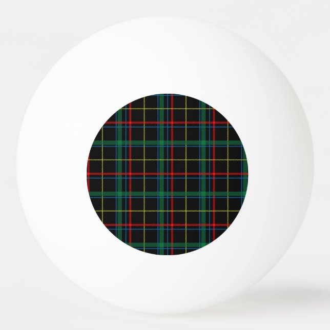 Kariertes Tartan-Muster, grün und rot, Tischtennisball (Vorderseite)