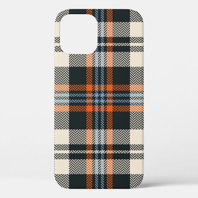 Kariertes Tartan-Muster Herbst in Schwarz, Orange, Case-Mate iPhone Hülle (Rückseite)
