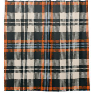 Kariertes Tartan-Muster Herbst in Schwarz, Orange, Duschvorhang