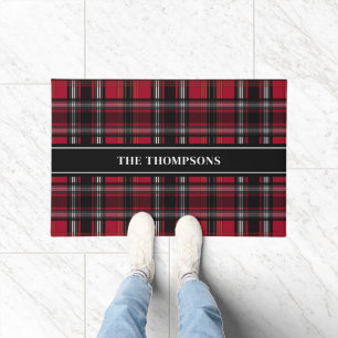 Kariertes Tartan-Muster in Rot und Schwarz mit Tex Fußmatte