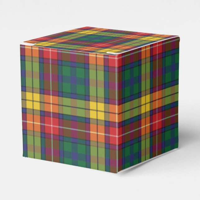 Kariertes Tartan Muster Rot Grün Modernes Party Geschenkschachtel (Vorderseite)