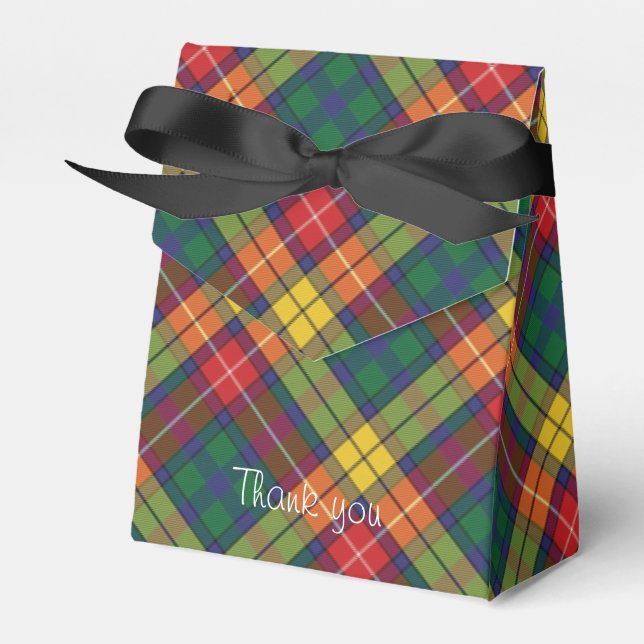 Kariertes Tartan Muster Rot Grün Modernes Party Geschenkschachtel (Vorderseite)