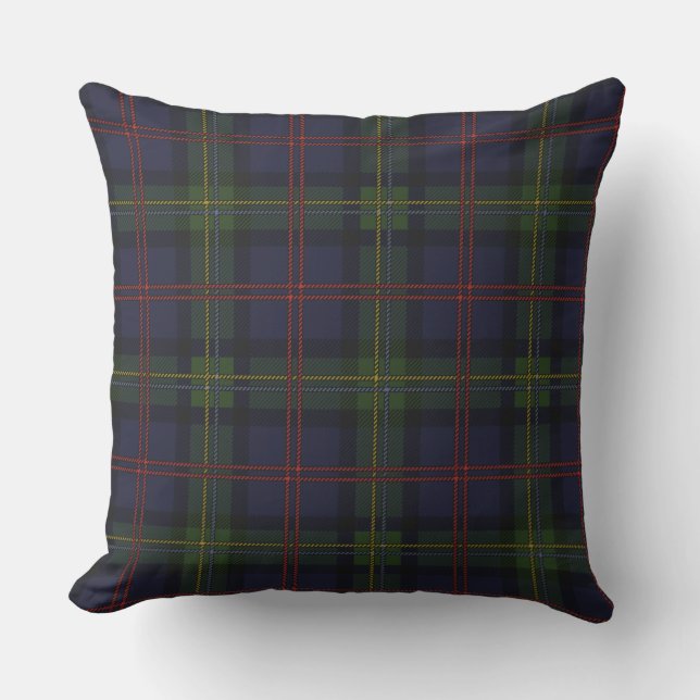 Kariertes Tartan Rustikal Grün Lila Karo Malcolm Kissen (Vorderseite)