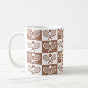 Kariertes Tennis-Nahtlosmuster - Schläger und Ball Kaffeetasse
