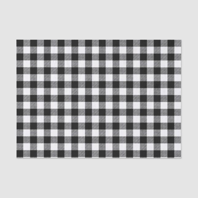 Kariertes Tissue Paper mit Schwarz-Weiß-Büffel Seidenpapier (Vorderseite)