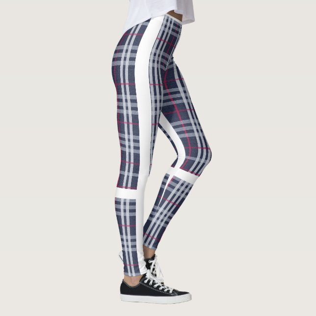 Kariertes überprüftes Marine-Blau Londons Leggings (Rechts)