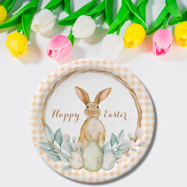 Kariertes Wasserfarben Blumenreath Frost Ostern Pappteller