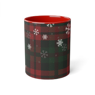 Kariertes Weihnachten Ferien Schneeflocken Persona Zweifarbige Tasse