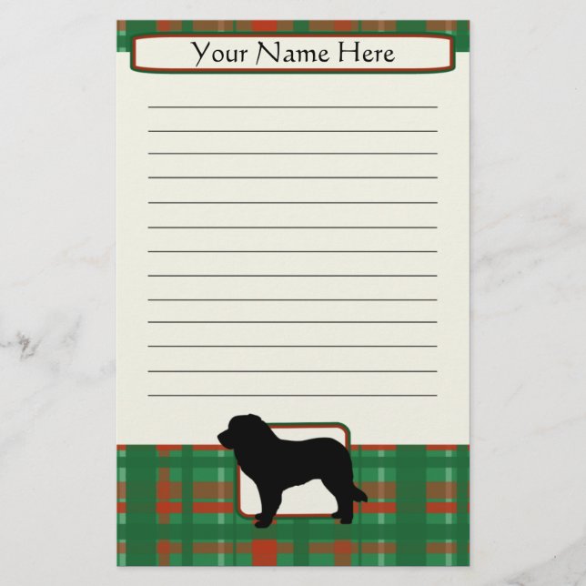 Kariertes WeihnachtenLeonberger Briefpapier (Vorderseite)