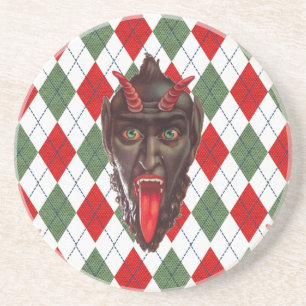 kariertes Weihnachts-Krampus Untersetzer