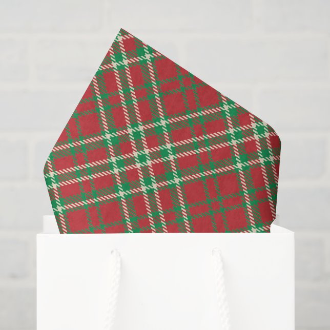 Kariertes Weihnachts-Papiertaschentuch Seidenpapier (Geschenktüte)