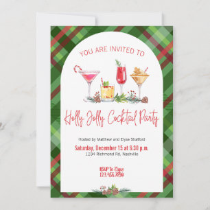 Kariertes Weihnachts-Party Holiday Cocktail Arbeit Einladung