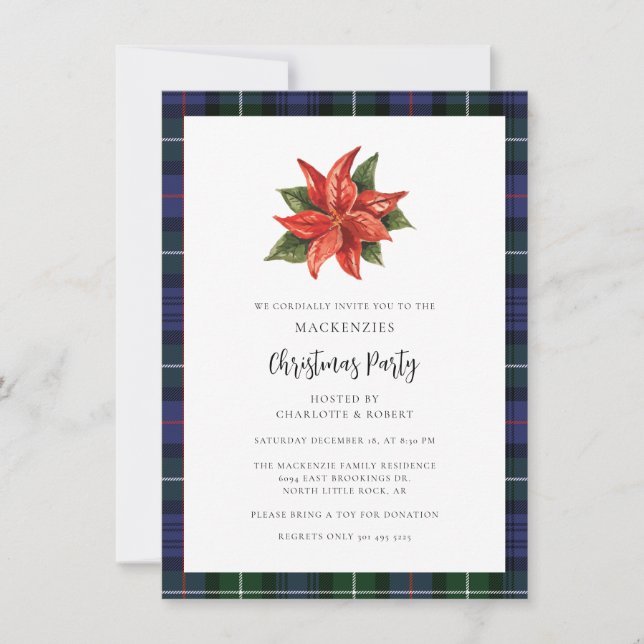 Kariertes Weihnachts-Party MacKenzie Tartan Einladung (Vorderseite)