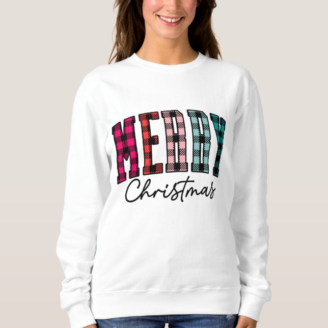 Kariertes Weihnachts-Sweatshirt | Mehrfarbigkeit v Sweatshirt (Vorderseite)