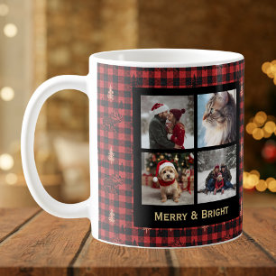 Kariertes Weihnachtsdesign in Rot und Schwarz im r Kaffeetasse