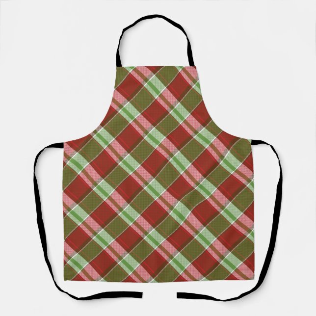 Kariertes Weihnachtsfest Red Green Tartan Schürze (Vorderseite)