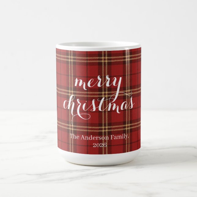 Kariertes Weihnachtsfest - Rotes Muster - Kaffeetasse (Mittel)