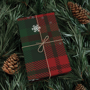 Kariertes Weihnachtsfest Snowflakes Muster Geschenkpapier