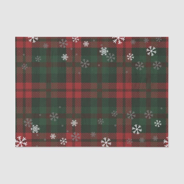 Kariertes Weihnachtsfest Snowflakes Muster Seidenpapier (Vorderseite)