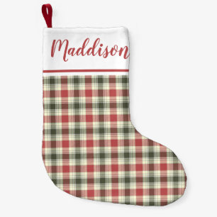 Kariertes Weihnachtsmuster personalisiert Kleiner Weihnachtsstrumpf