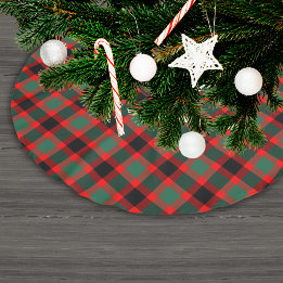 Kariertes Weihnachtsmuster von Red Green Polyester Weihnachtsbaumdecke