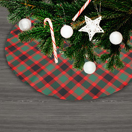 Kariertes Weihnachtsmuster von Red Green Polyester Weihnachtsbaumdecke