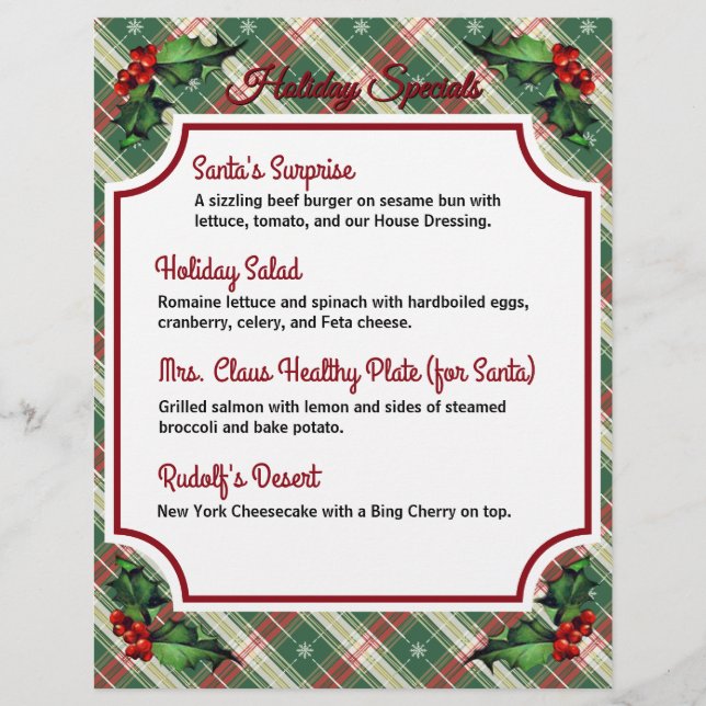 Kariertes Weihnachtsrestaurant - Sonderangebote Flyer (Vorne)