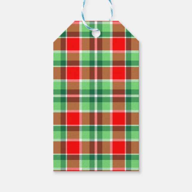 Kariertes Weihnachtsschild Geschenkanhänger (Vorderseite)