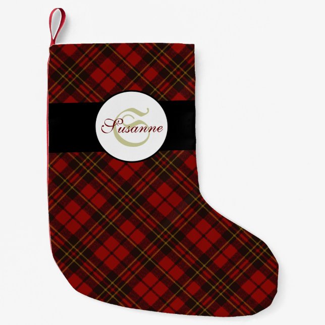Kariertes Wintermuster Monogram Kleiner Weihnachtsstrumpf (Vorderseite)