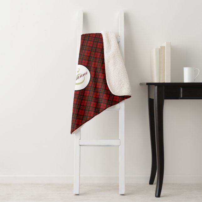 Kariertes Wintermuster Monogram Sherpadecke (Beispiel)